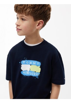 Camiseta Multicolor Manga Corta Con Logo Gráfico Estampado En El Pecho Tommy Hilfiger