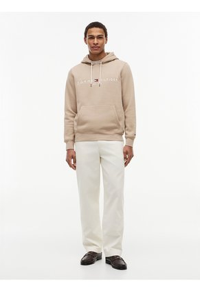 Buzo Khaki Con Capota Y Logo Bordado Tommy Hilfiger