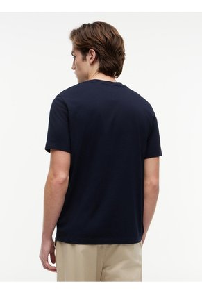 Camiseta Azul De Cuello Redondo De Punto Con Logo Tommy Hilfiger