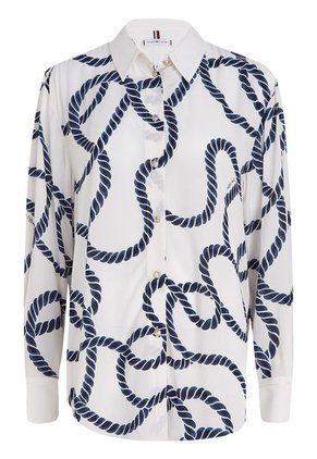 Camisa Amplia Con Estampado De Cuerdas Mujer Blanco Tommy Hilfiger