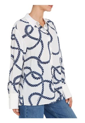 Camisa Amplia Con Estampado De Cuerdas Mujer Blanco Tommy Hilfiger