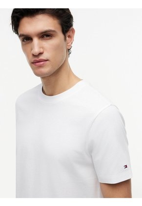 Camiseta Blanca De Punto Con Logo Tommy Hilfiger
