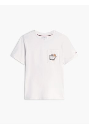 Camiseta Blanca Con Logo Gráfico Floral Estampado En El Pecho Tommy Hilfiger