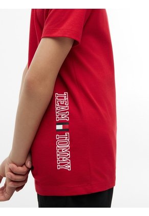 Camiseta Roja Manga Corta Con Logo Gráfico Estampado En El Lateral Tommy Hilfiger
