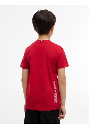 Camiseta Roja Manga Corta Con Logo Gráfico Estampado En El Lateral Tommy Hilfiger