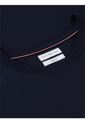 Camiseta Azul De Cuello Redondo De Punto Con Logo Tommy Hilfiger