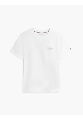 Camiseta Blanca De Punto Con Logo Tommy Hilfiger
