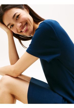 Vestido Azul De Cuello V Con Logo Tommy Hilfiger