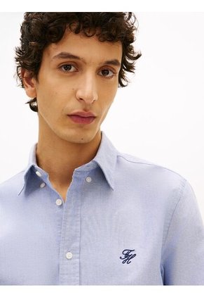 Camisa Celeste Heritage Regular Con Logo Tommy Hilfiger
