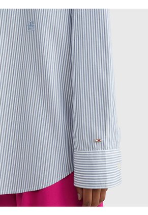 Camisa De Raya Diplomática De Algodón Azul Tommy Hilfiger