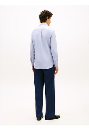 Camisa Celeste Heritage Regular Con Logo Tommy Hilfiger