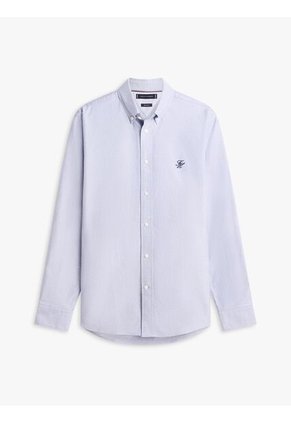Camisa Celeste Heritage Regular Con Logo Tommy Hilfiger
