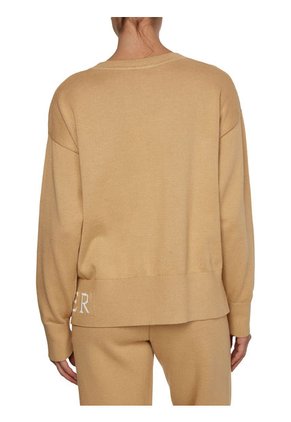 Suéter De Algodón Orgánico Con Inscripción Beige Tommy Hilfiger