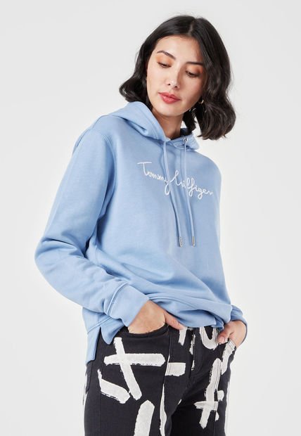 Hoodie Celeste-Blanco Tommy Hilfiger