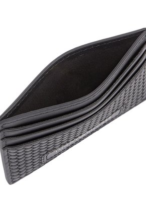 Tarjetero Negro De Cuero Con Textura Trenzada Tommy Hilfiger