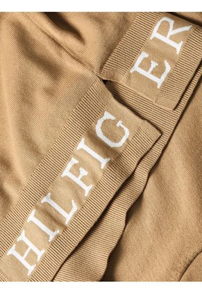 Suéter De Algodón Orgánico Con Inscripción Beige Tommy Hilfiger