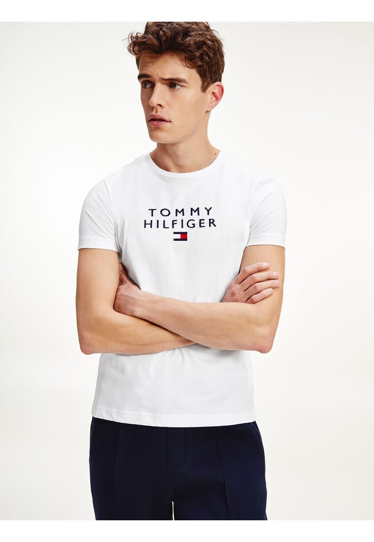 Camiseta De Algodón Orgánico Con Logo Bordado Tommy Hilfiger Compra