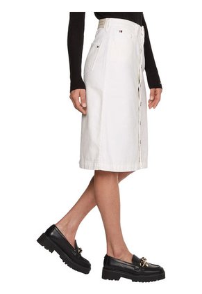 Falda Blanca De Jeans Con Botones Para Mujer Tommy Hilfiger