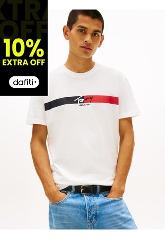 Camiseta Blanca De Punto Con Logo Con La Firma Tommy Jeans Tommy Hilfiger