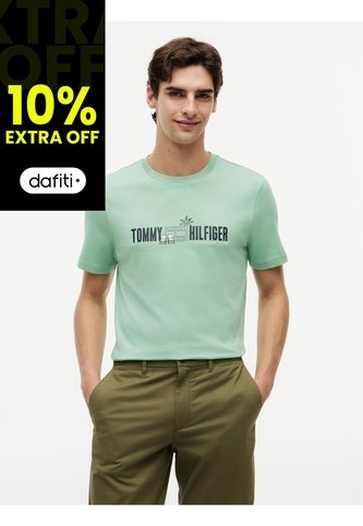 Camiseta Verde De Corte Regular Con Logo Gráfico Tommy Hilfiger Tommy Hilfiger