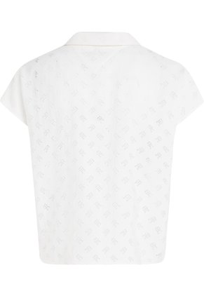 Camisa De Manga Corta Con Monograma Devore Mujer Blanco Tommy Hilfiger