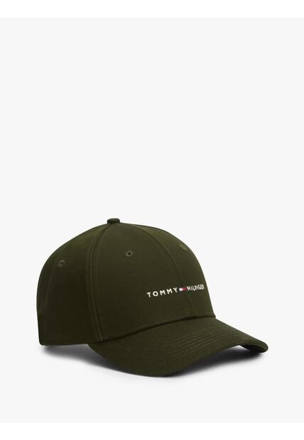 Gorra Verde De Sarga Con Logo Bordado Tommy Hilfiger