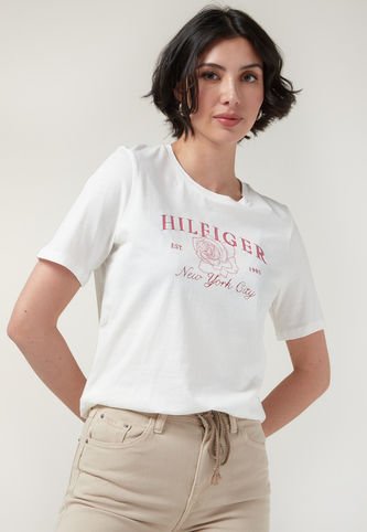 Tommy Hilfiger - Camiseta Blanco-Rosa Tommy Hilfiger