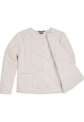 Chaqueta Acolchada Corta Sin Cuello Mujer Blanco Tommy Hilfiger