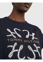 Camiseta De Corte Amplio Con Logo Mujer Azul Tommy Hilfiger de Tommy Hilfiger