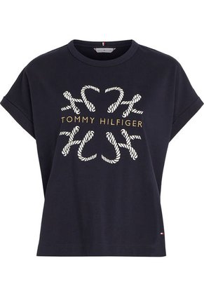 Camiseta De Corte Amplio Con Logo Mujer Azul Tommy Hilfiger