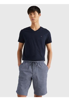 Camiseta Slim Fit Azul Cuello En V Esencial Algodón Para Hombre Tommy Hilfiger