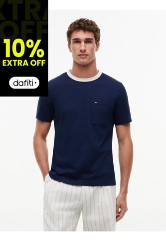 Camiseta Azul De Punto Con Cuello De Malla Tommy Hilfiger Tommy Hilfiger