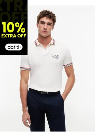 Polo Blanco De Corte Regular Con Logo Tommy Hilfiger Tommy Hilfiger