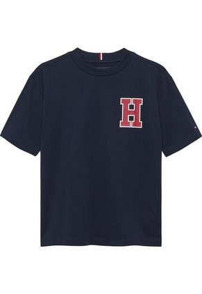 Camiseta Azul Varsity De Cuello Redondo Con Logo Tommy Hilfiger