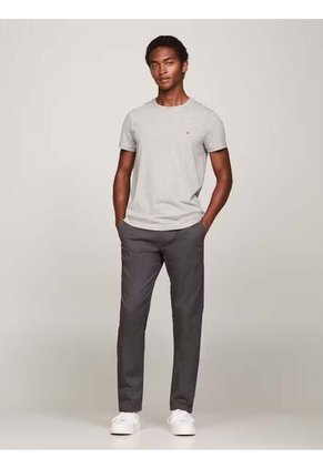 Camiseta Gris Manga Corta Slim Fit Esencial Algodon Tommy Hilfiger