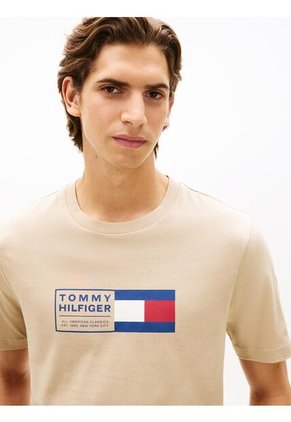 Camiseta Beige De Punto Con Cuello Redondo Tommy Hilfiger