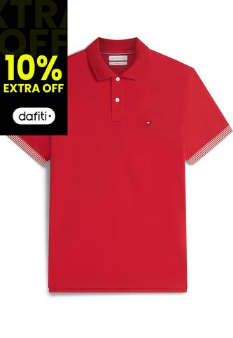 Polo Rojo De Corte Regular Con Tejido Jacquard Tommy Hilfiger Tommy Hilfiger