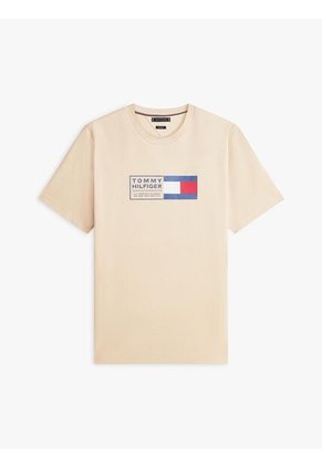 Camiseta Beige De Punto Con Cuello Redondo Tommy Hilfiger