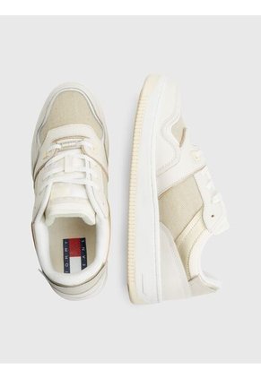 Tenis De Baloncesto Retro Cuero Mujer Blanco Tommy Hilfiger