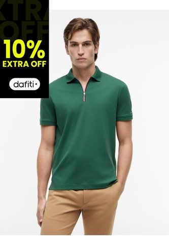 Polo Verde En Algodón Fluido De Corte Regular Tommy Hilfiger Tommy Hilfiger