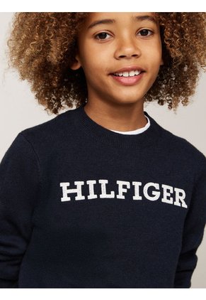 Saco Azul Niño De Cuello Redondo Con Logo Tommy Hilfiger