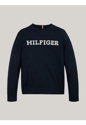 Saco Azul Niño De Cuello Redondo Con Logo Tommy Hilfiger