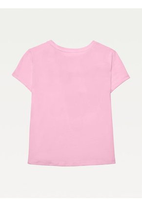 Camiseta Niña Rosada Con Logotipo De Bandera Adaptive Tommy Hilfiger