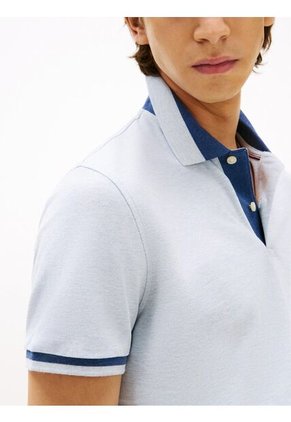 Polo Azul De Corte Regular Con Ribeteado Tommy Hilfiger