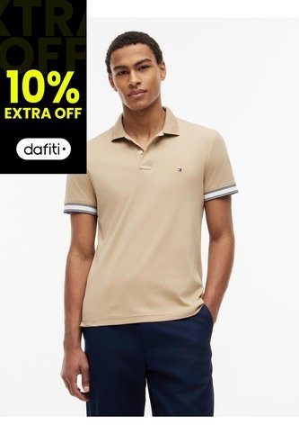 Polo Khaki En Algodón Fluido De Corte Slim Tommy Hilfiger Tommy Hilfiger
