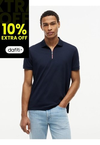 Polo Azul En Algodón Fluido De Corte Regular Tommy Hilfiger Tommy Hilfiger