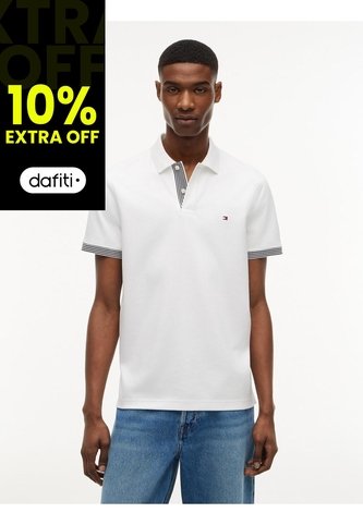 Polo Blanco De Corte Regular Con Tejido Jacquard Tommy Hilfiger Tommy Hilfiger