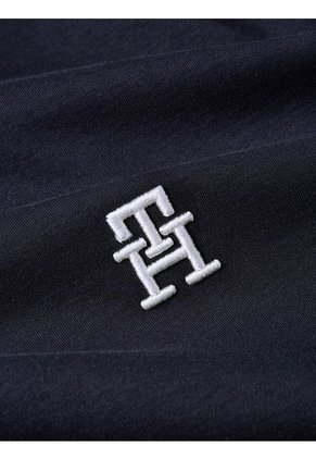 Polo Azul De Interlock Con Monograma TH Bordado Tommy Hilfiger