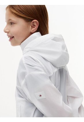 Chaqueta Blanca De Cuello Alto Con Logo Tommy Hilfiger