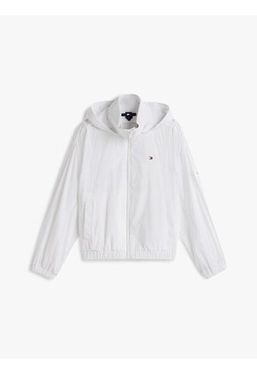 Chaqueta Blanca De Cuello Alto Con Logo Tommy Hilfiger